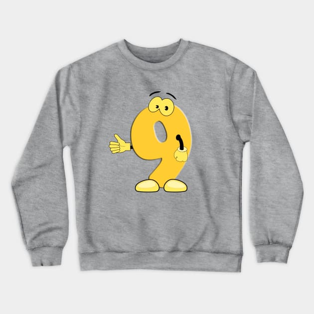 Number 9 Smiley Monogram Face Emoji Shirt for Men Women Kids Crewneck Sweatshirt by PatrioTEEism